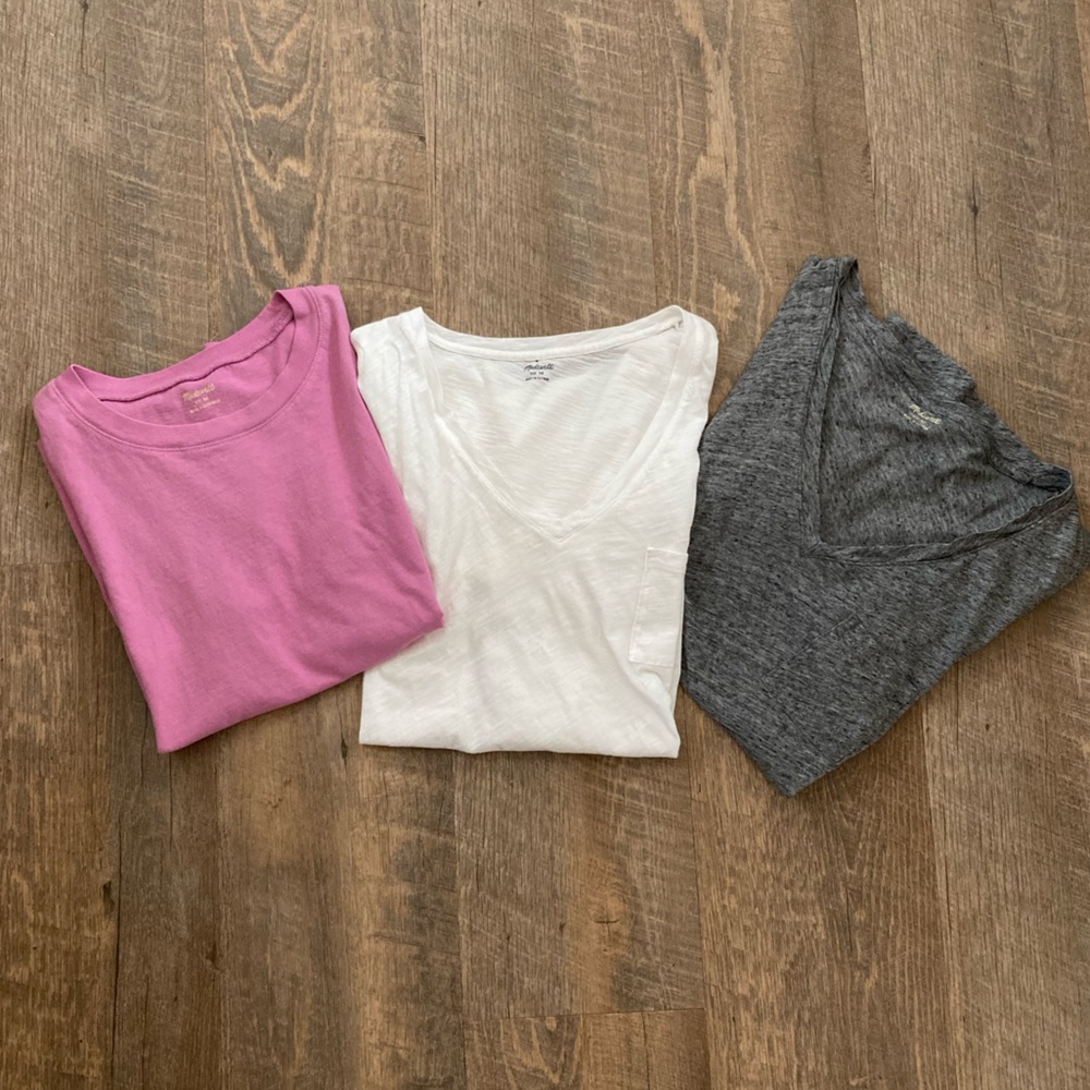 Madewell | 100% Cotton ‘Whisper’ & Crew Neck Short Sleeve Shirt Lot Set